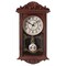 Clockswise Vintage Grandfather Wood-Looking Plastic Pendulum Decorative Battery Operated Wall Clock Brown, for Office, Home Decor, Living Room, Kitchen, or Dining Room